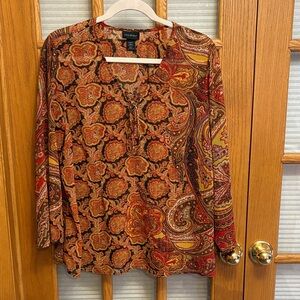 EUC Lane Bryant Semi Sheer Paisley Blouse